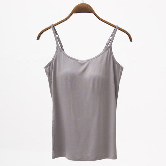 Seamless Camisole with Built-in Bra and Chest Pad