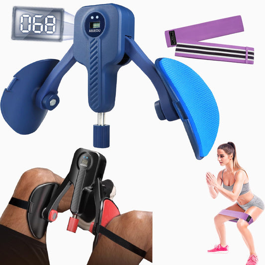 ARJEOU Thigh Master Inner Thigh Exerciser 0-110 lbs Adjustable Resistance Thigh Trainer Pro Kegel Trainer with Leg Straps Women Men Pelvic Floor Exerciser Hip Trainer Thigh Toner (Blue)