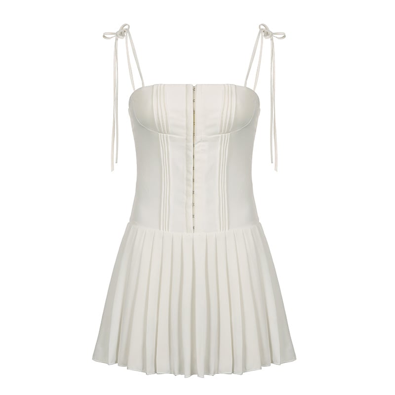Cotton Blend Dacron Pleated Camisole Dress